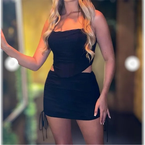 💜 NWOT Fashion Nova Black Skirt Set 💜 - Picture 8 of 11